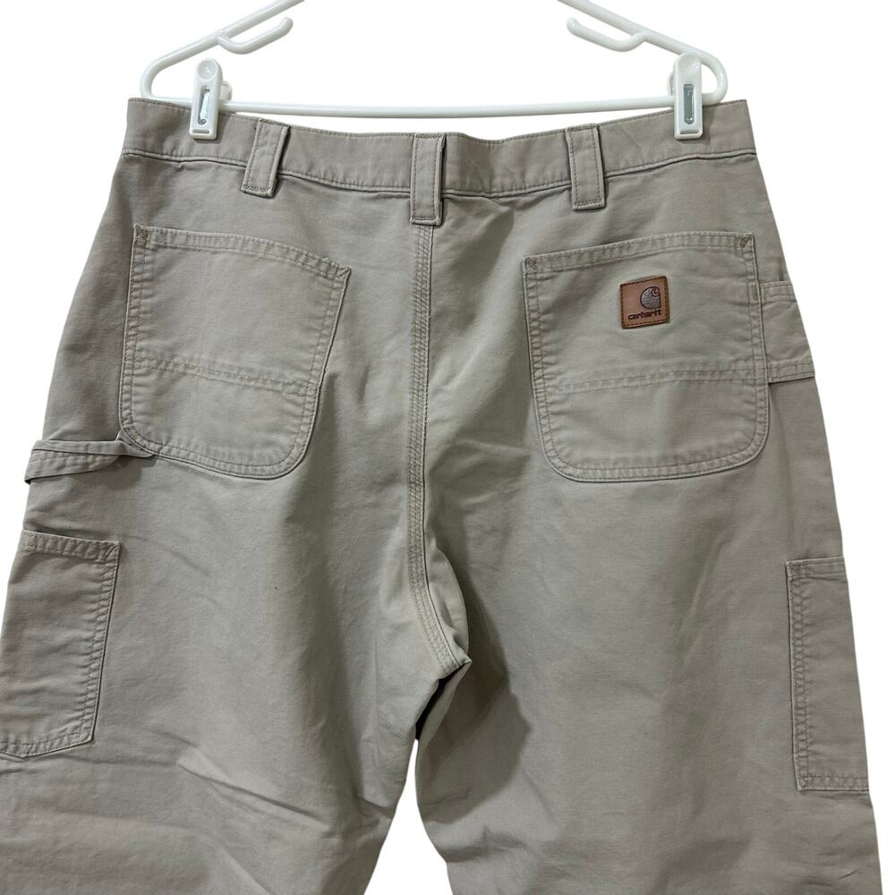 Carhartt Mens Size 36x28.5 Tan Cargo Canvas Pants Work Outdoors Gorpcore Utility